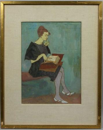 Young woman reading a book, 1960