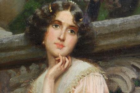 Valentine Cameron Prinsep (1838-1904), Italian Courtyard Scene, O-C - Image 2 of 4