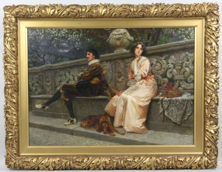 Valentine Cameron Prinsep (1838-1904), Italian Courtyard Scene, O-C - Image 1 of 4