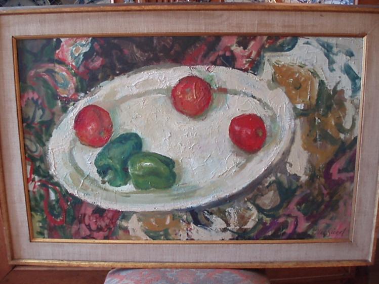Still Life of Peppers on Platter - Image 2 of 4