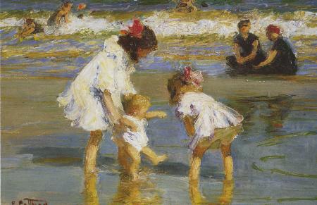 Children Playing at the Seashore