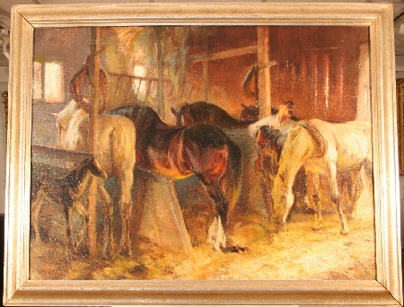 Evening in the horse barn