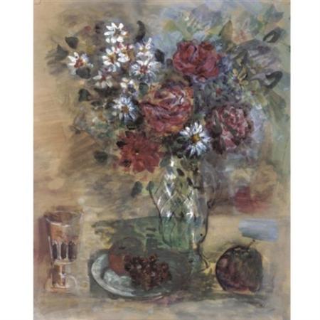 Nature morte au bouquet de roses et de marguerites