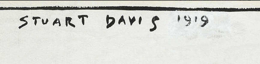What Do You Think About Human Nature? - auctioned 11/28/2012 - Stuart Davis signature example for authentication verification from auction lot 2516720