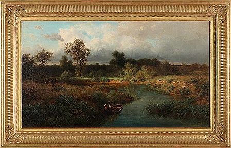 'Flusslauf mit Netzfischern'
