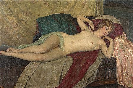 Nude lying on a divan