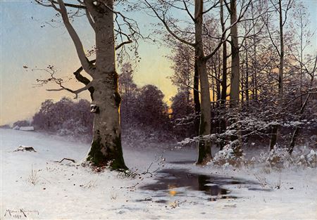 Winter landscape in the morning light.