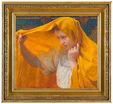 Girl in orange scarf