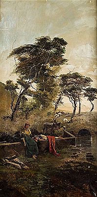 "Paisaje con pastores descansando"