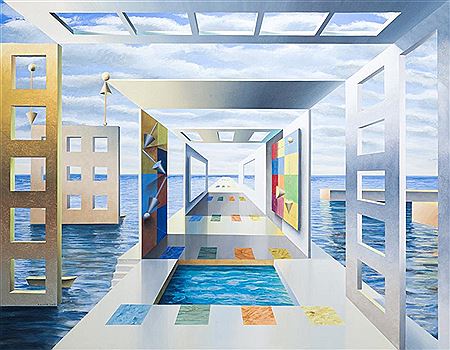 Sample artwork by Antonio Rojas (Born 1962), known for geometric image painting, magic realism and surrealism - View similar artists and auction records