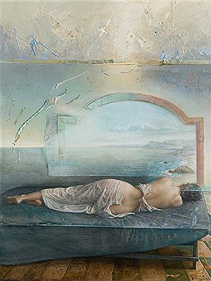 "Mujer soñando el mar"