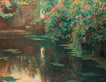 "Pond, Geraniums and Bells" by Francisco Llorens Y Diaz - Auction record, sale price, and art valuation. Compare with similar artists and explore comparable artworks.