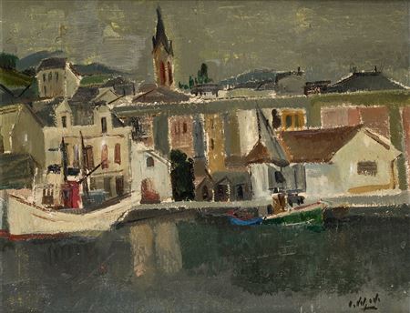 Sample artwork by Alvaro Delgado (1922 - 2016), known for figure, land-and townscape paintings - View similar artists and auction records