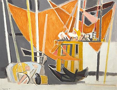 Composition à la voile orange by Edouard Pignon - Auction record, sale price, and art valuation. Compare with similar artists and explore comparable artworks.