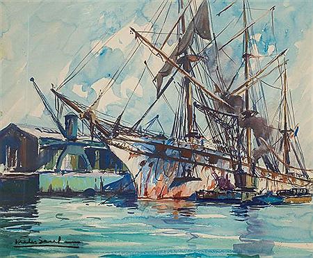 Three mast moored in Le Havre by Maurice Melissent - Auction record, sale price, and art valuation. Compare with similar artists and explore comparable artworks.