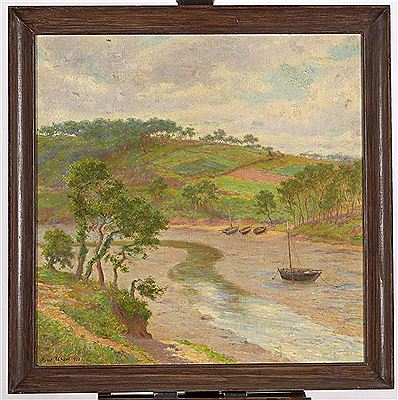 "Vue d'une ria en Bretagne à marée basse"
