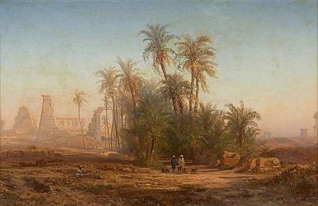 Shepherds near the temple of Karnak in Egypt
