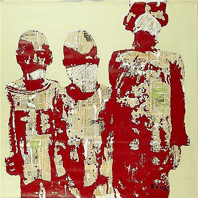 Sample artwork by Armand Boua (Born 1978), known for street children portrait and figure painting, social commentary - View similar artists and auction records