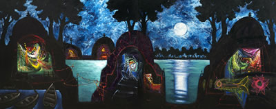 Moonlight Prayer in Banaras diptych (2)