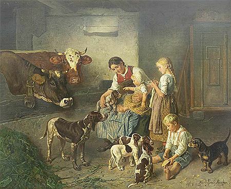 BESUCH IM STALL by Adolf Eberle - Auction record, sale price, and art valuation. Compare with similar artists and explore comparable artworks.