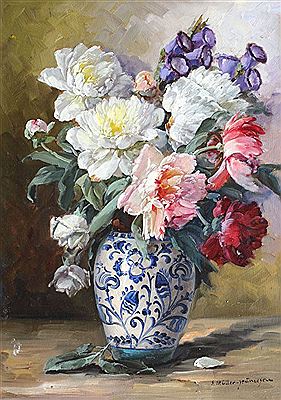 Dutch vessel with peonies and bells