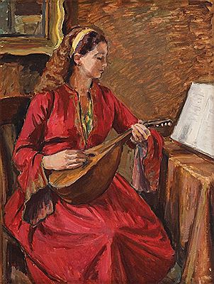 Young Woman with a Mandolin by Rodica Maniu - Auction record, sale price, and art valuation. Compare with similar artists and explore comparable artworks.