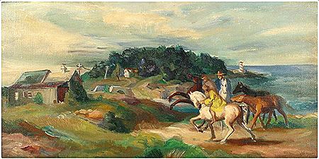 Landscape with horseback riders