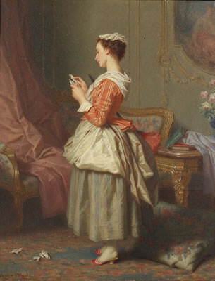 Interior scene of a lady