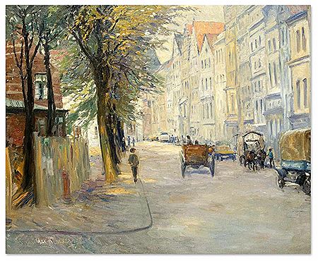 Straße mit Bäumen und Häusern (Ansgaritorstrasse Bremen)