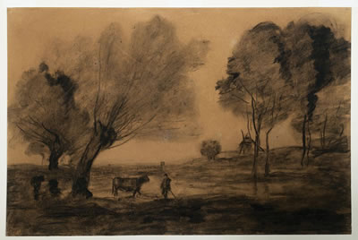 Vache et son Gardien en Vue d’un Moulin (Landscape with a Cow and its Cowherd in Front of a Mill) c. 1870