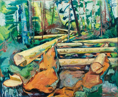 "Pulpwood Peelings, Maine" 1940