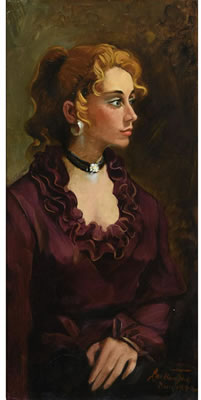 "Portrait of Woman in Burgundy"