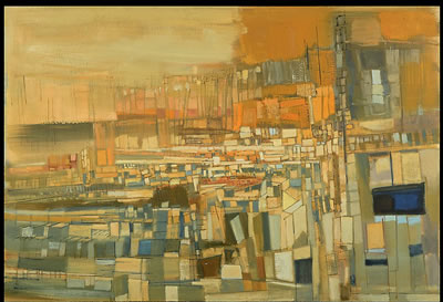 'Modernist city in Orange' by Maurice Lapp - Auction record, sale price, and art valuation. Compare with similar artists and explore comparable artworks.