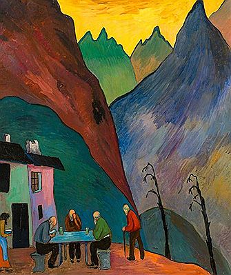 Wirtschaft vor Gebirgslandschaft