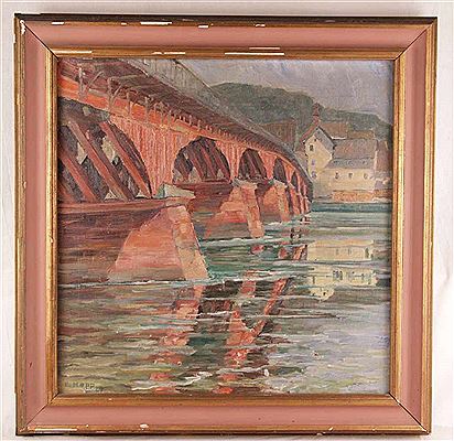 Flusslandschaft mit Brückenansicht by Eugen Hepp - Auction record, sale price, and art valuation. Compare with similar artists and explore comparable artworks.