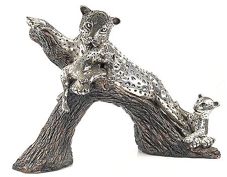Sterling Silverplate Leopard & Cub