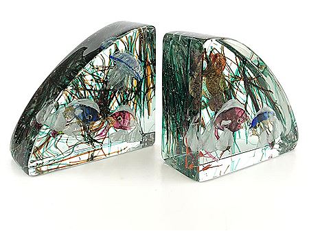 Art Glass Aquarium Half Dome Bookends