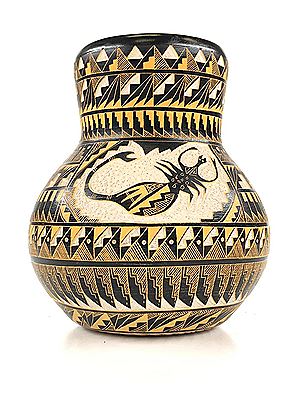 Hand Carved Polychrome Jar