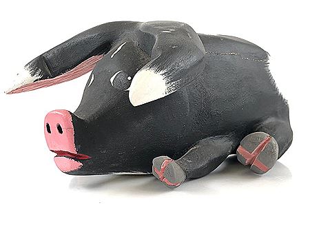 Santa Fe Hand Carved Wood Folk Art Pig