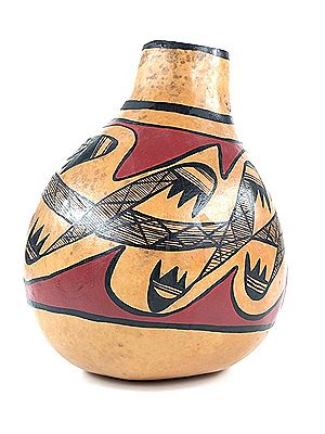 Hopi Bear Claw Hand Carved Painted Gourd Carving