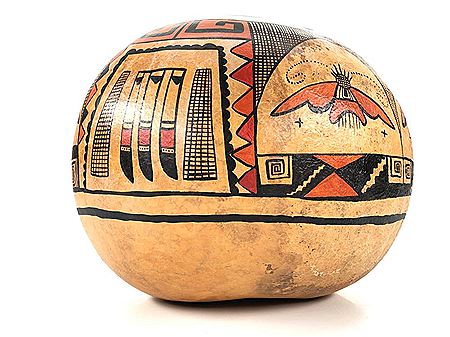 "1600 AD Hopi" Hand Carved & Painted Gourd Carving