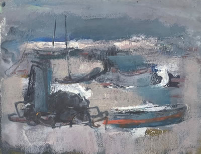 Seascape with Rocks & Boats