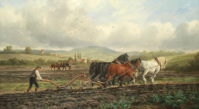 Ploughing the field by Albert Dunington - Auction record, sale price, and art valuation. Compare with similar artists and explore comparable artworks.