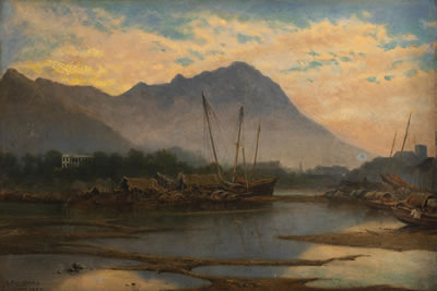 A view towards Victoria Peak, Hong Kong by James Billington Coughtrie - Auction record, sale price, and art valuation. Compare with similar artists and explore comparable artworks.