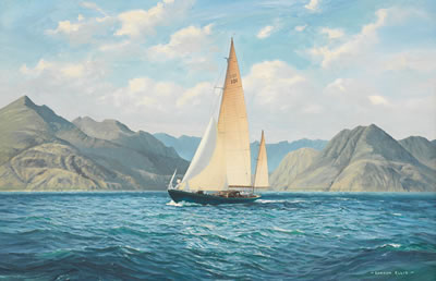 Royal Yacht Bloodhound sailing off Skye