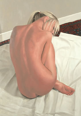 Seated Female Nude on a Bed