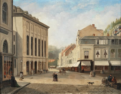Street scene, probably Spa, Belgium by Jean Baptiste Tetar Van Elven - Auction record, sale price, and art valuation. Compare with similar artists and explore comparable artworks.