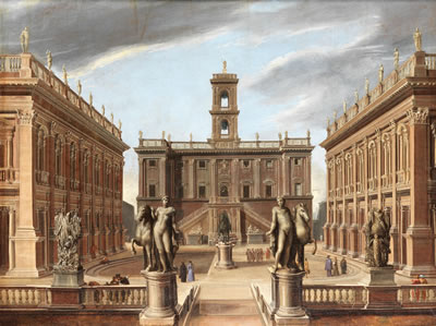 A view of the Piazza del Campidoglio, Rome with the Statues of the Dioscuri by Pier Francesco Garoli - Auction record, sale price, and art valuation. Compare with similar artists and explore comparable artworks.