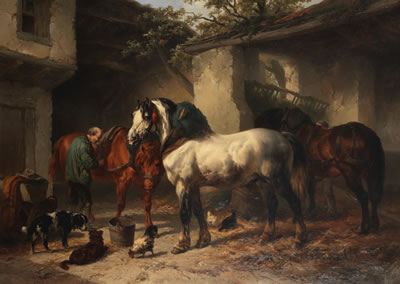 Horses in a Stableyard