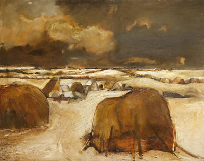 Haystacks in Winter